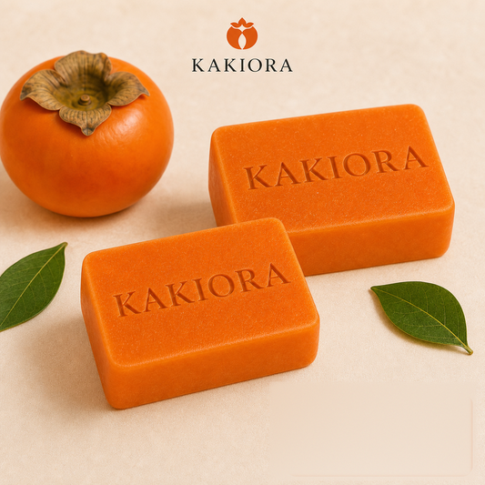 Two bars of KAKIORA Japanese persimmon soap for mature skin