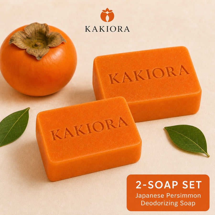Two bars of KAKIORA Japanese persimmon soap